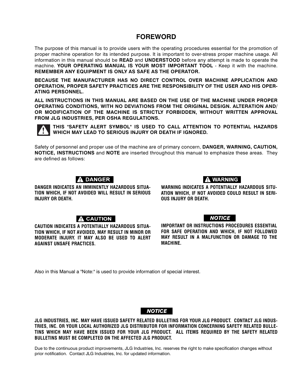 Foreword | JLG 19AMI (3120758) Service Manual User Manual | Page 3 / 68