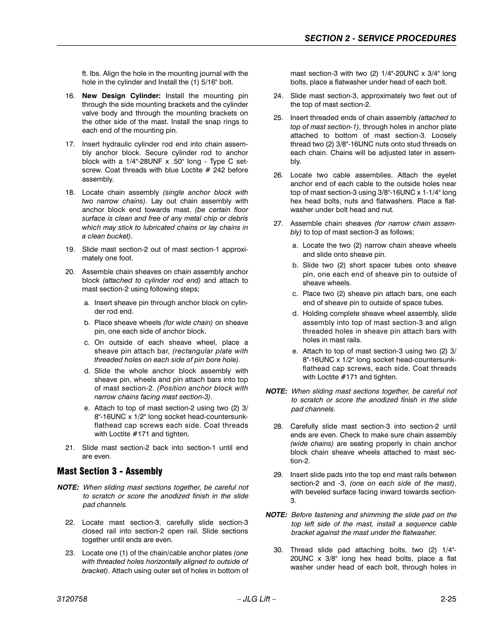 Mast section 3 - assembly, Mast section 3 - assembly -25 | JLG 19AMI (3120758) Service Manual User Manual | Page 39 / 68
