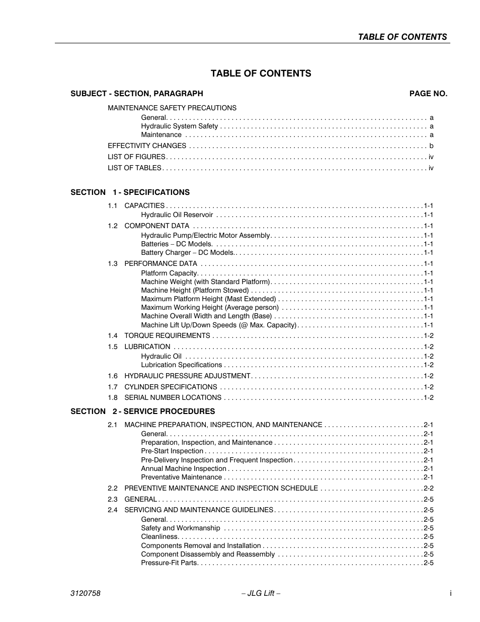 JLG 19AMI (3120758) Service Manual User Manual | Page 7 / 68