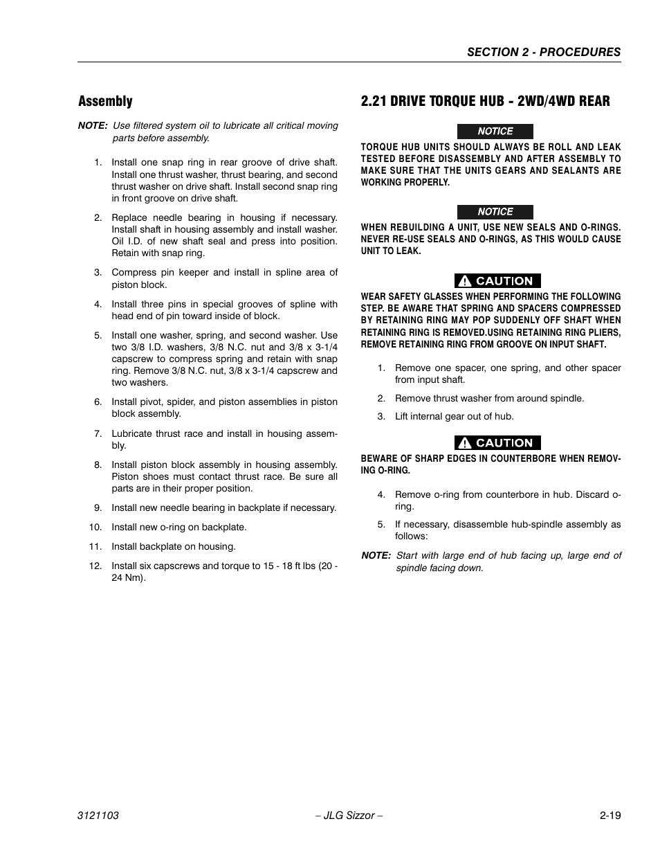 Assembly, 21 drive torque hub - 2wd/4wd rear, Drive torque hub - 2wd/4wd rear -19 | JLG 500RTS ANSI Service Manual User Manual | Page 35 / 80