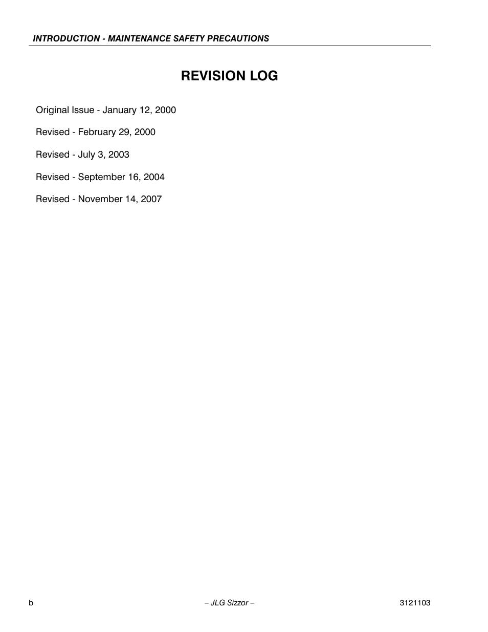 Revision log | JLG 500RTS ANSI Service Manual User Manual | Page 4 / 80