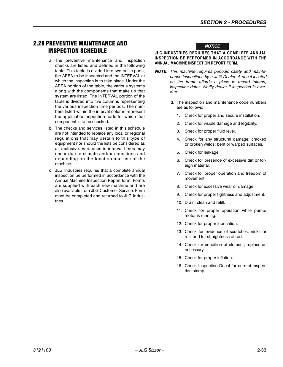 28 preventive maintenance and inspection schedule, Preventive maintenance and inspection schedule -33 | JLG 500RTS ANSI Service Manual User Manual | Page 49 / 80