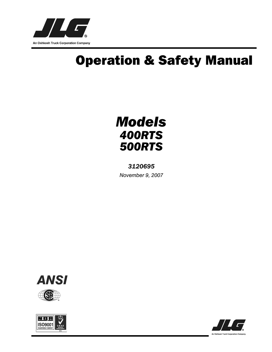 JLG 500RTS ANSI Operator Manual User Manual | 48 pages