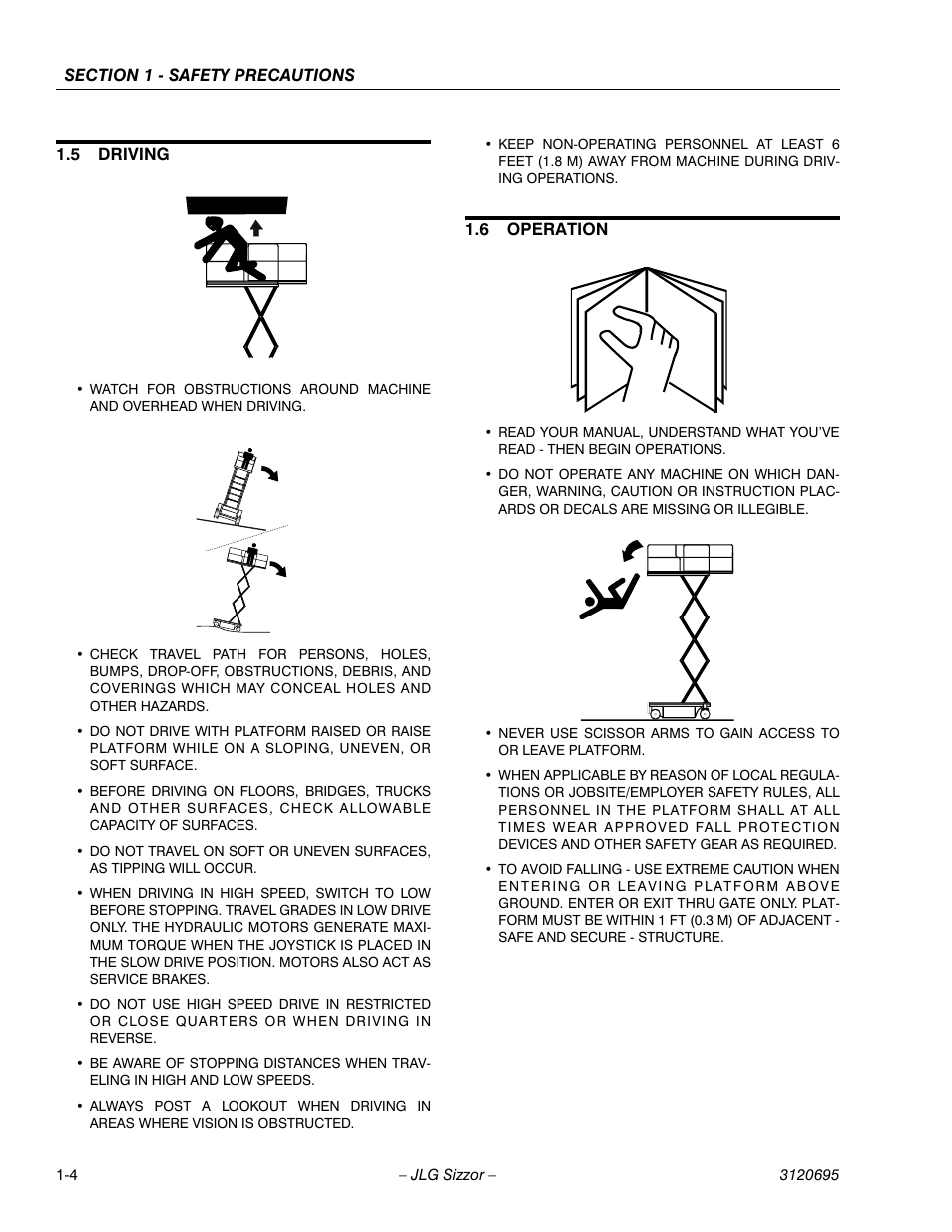 5 driving, 6 operation, Driving -4 | Operation -4 | JLG 500RTS ANSI Operator Manual User Manual | Page 12 / 48