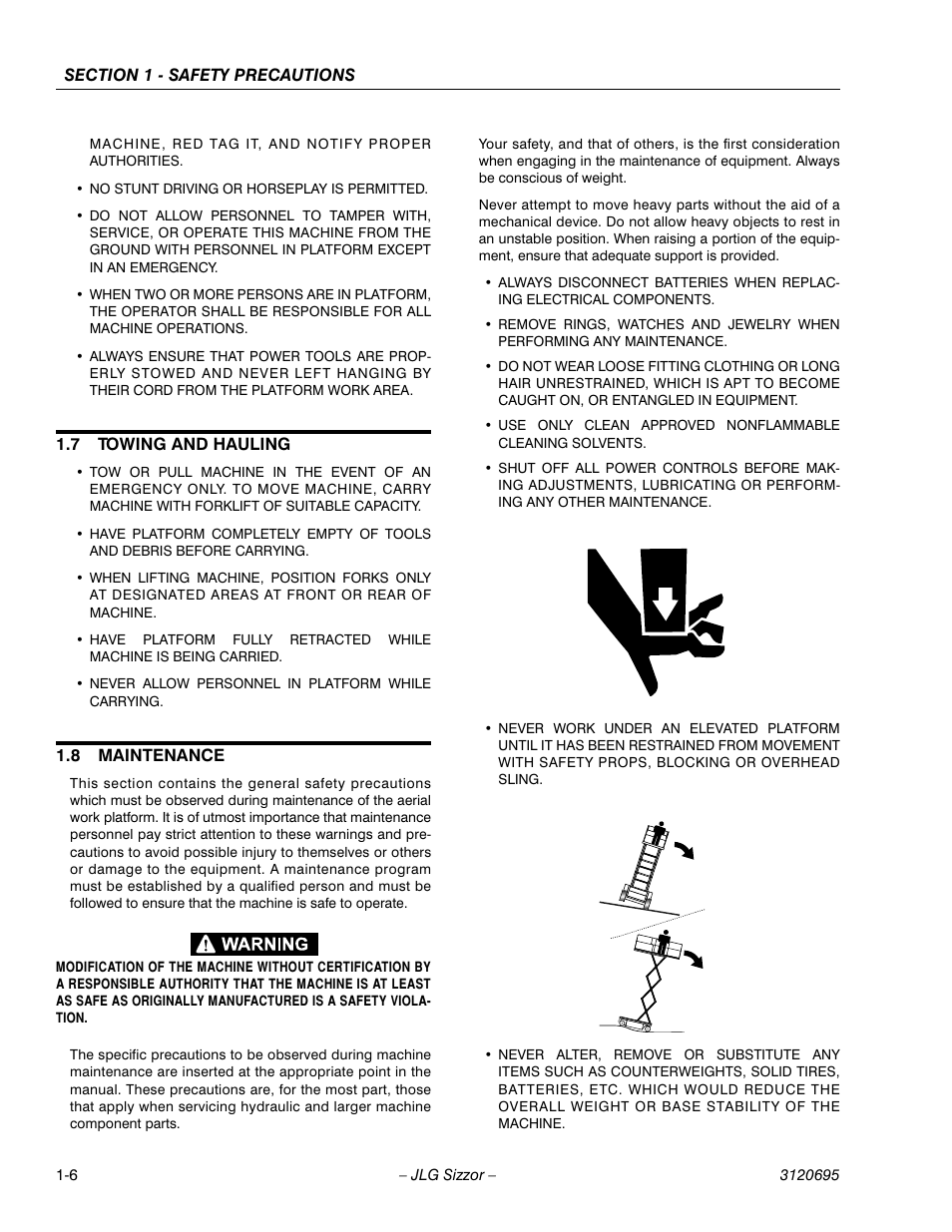 7 towing and hauling, 8 maintenance, Towing and hauling -6 | Maintenance -6 | JLG 500RTS ANSI Operator Manual User Manual | Page 14 / 48