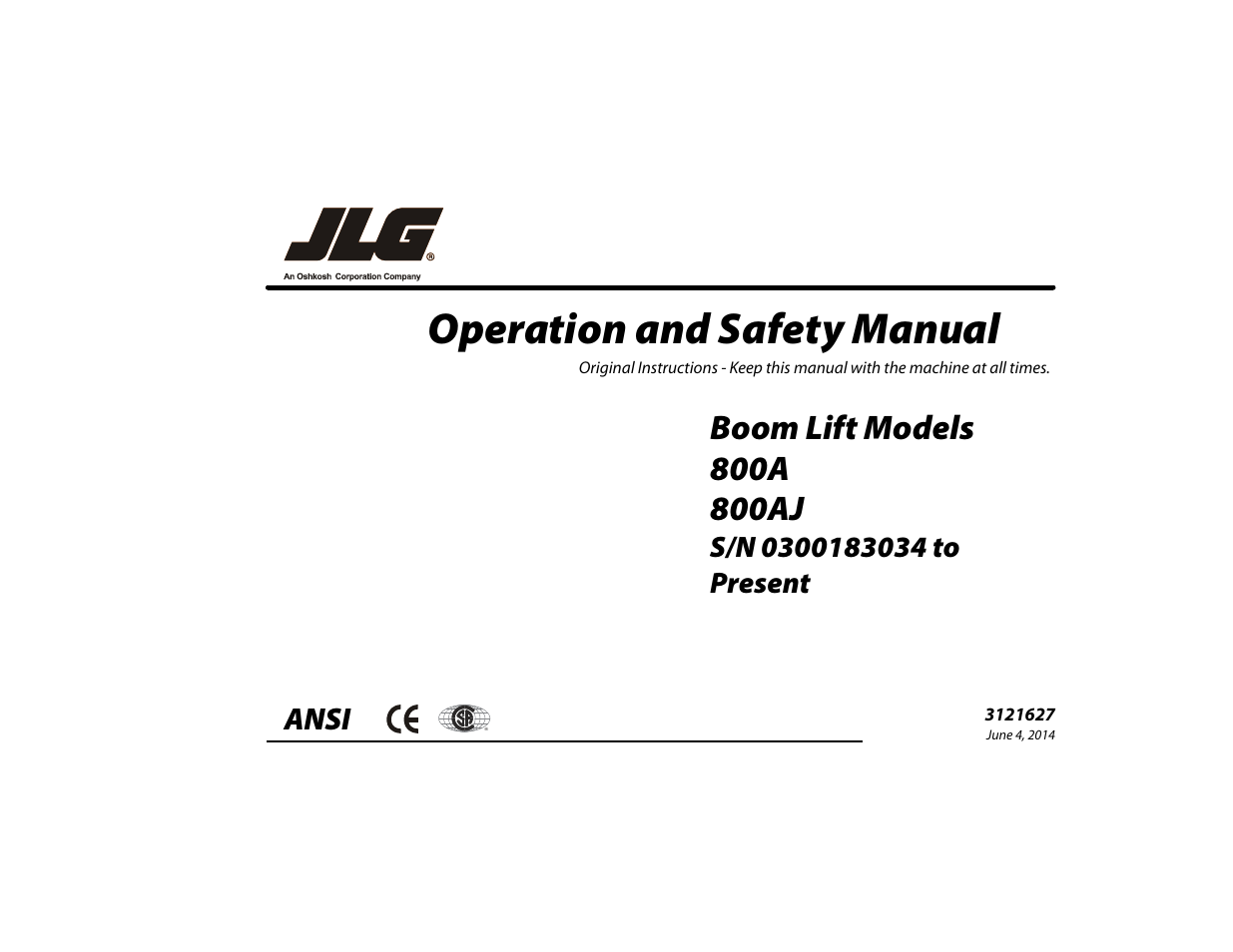 JLG 800A_AJ Operator Manual User Manual | 134 pages