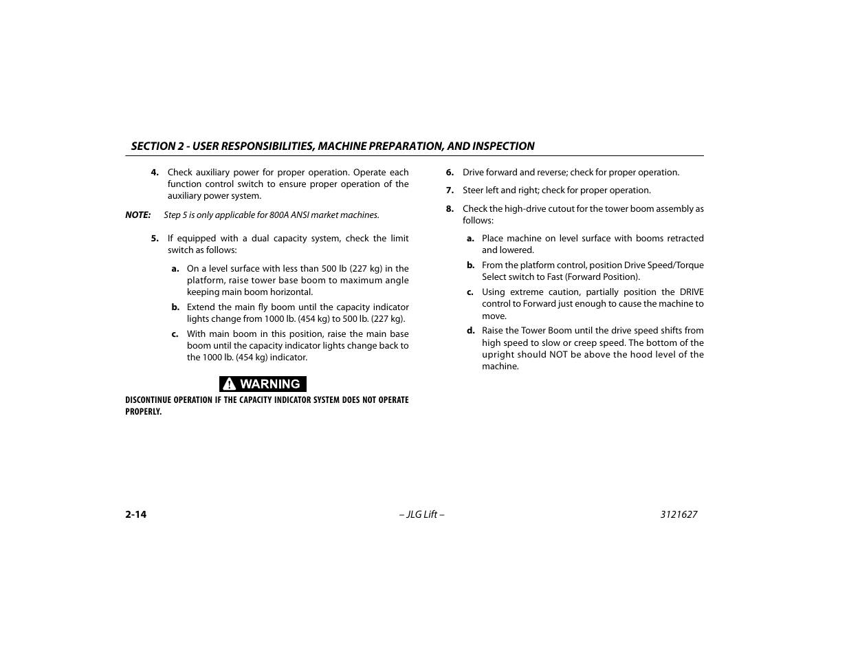 JLG 800A_AJ Operator Manual User Manual | Page 40 / 134
