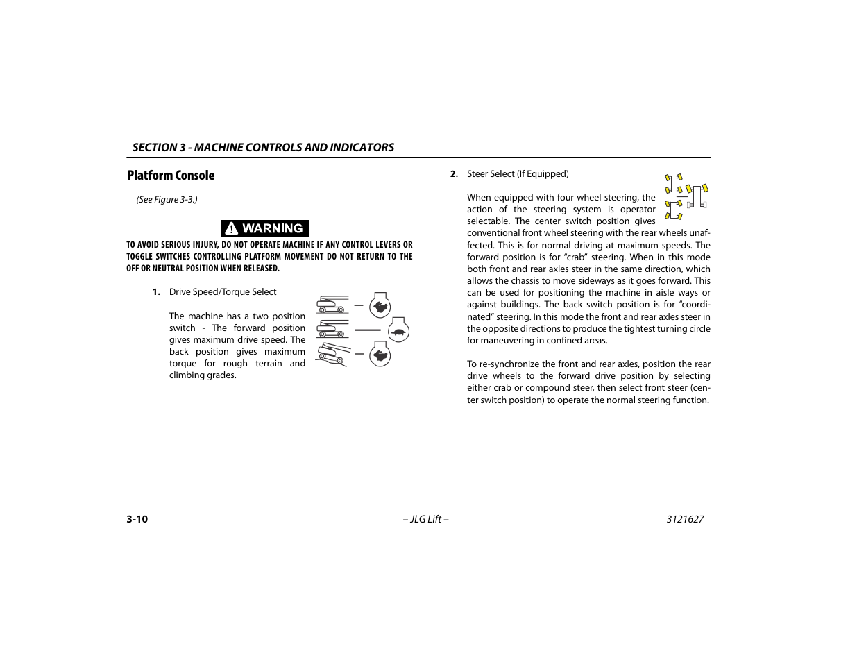 Platform console, Platform console -10 | JLG 800A_AJ Operator Manual User Manual | Page 54 / 134