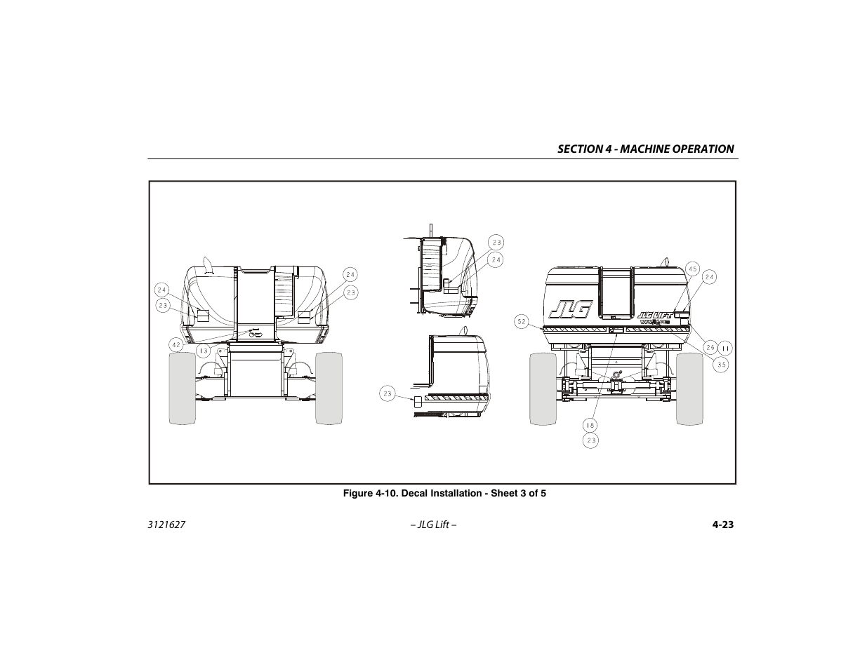Decal installation - sheet 3 of 5 -23 | JLG 800A_AJ Operator Manual User Manual | Page 87 / 134