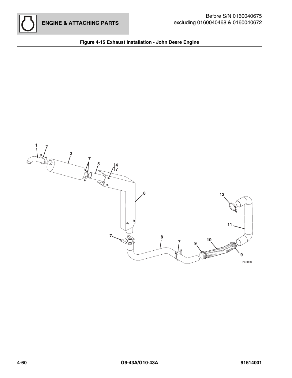 Exhaust installation - john deere engine -60, Tion, (see figure 4-15 for details) | JLG G10-43A Parts Manual User Manual | Page 182 / 788