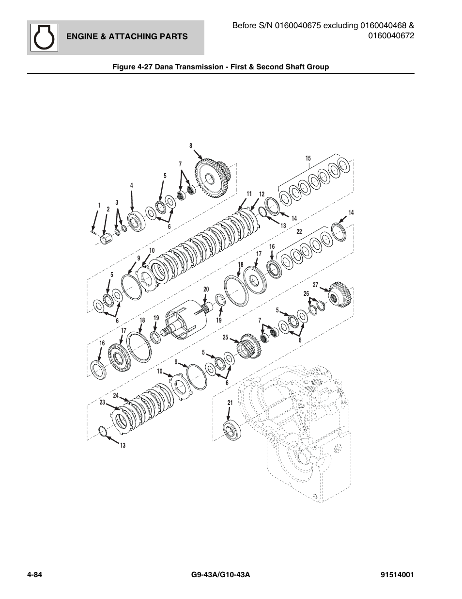 Dana transmission - first & second shaft group -84 | JLG G10-43A Parts Manual User Manual | Page 206 / 788