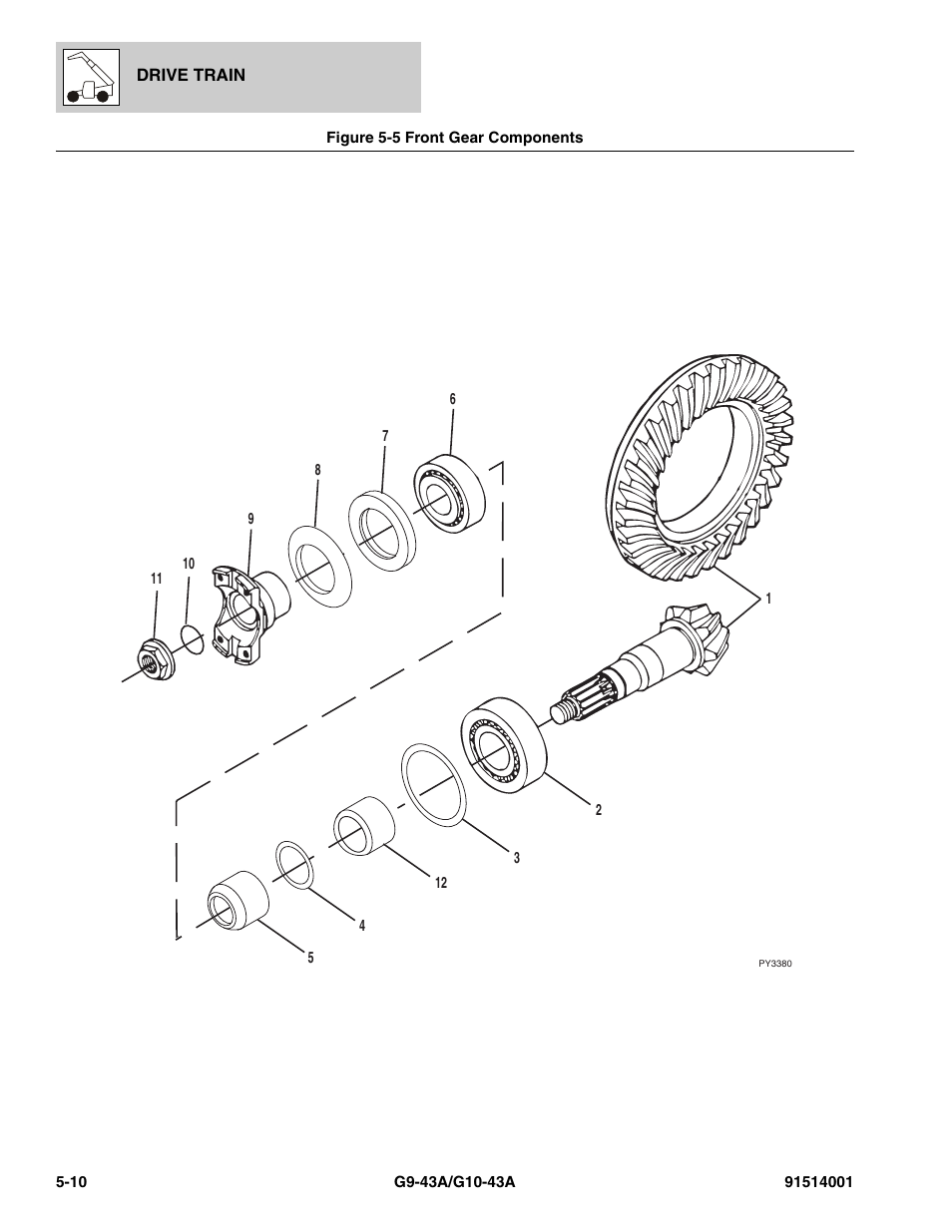 Figure 5-5 front gear components, Front gear components -10, T, (see figure 5-5 for details) | JLG G10-43A Parts Manual User Manual | Page 256 / 788