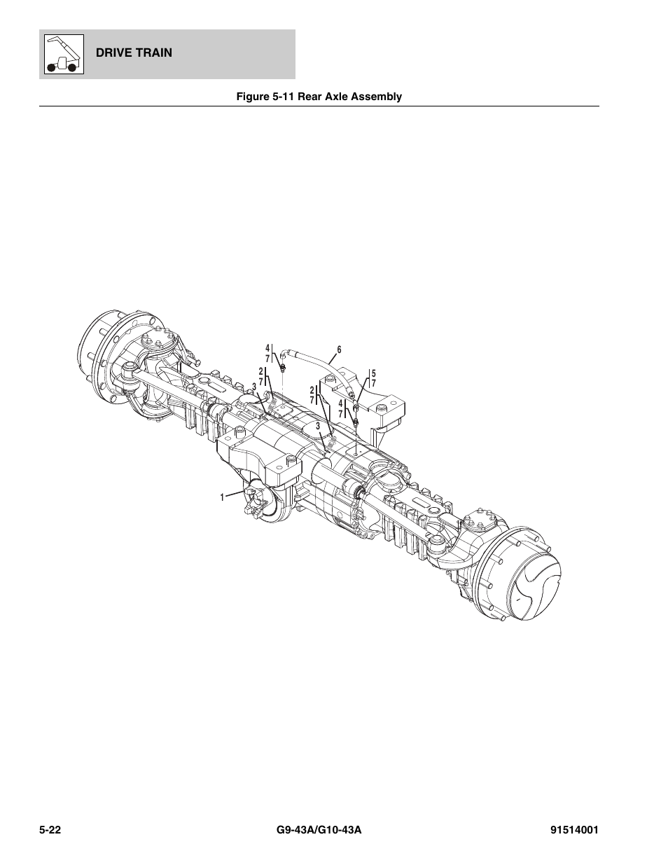 Figure 5-11 rear axle assembly, Rear axle assembly -22 | JLG G10-43A Parts Manual User Manual | Page 268 / 788