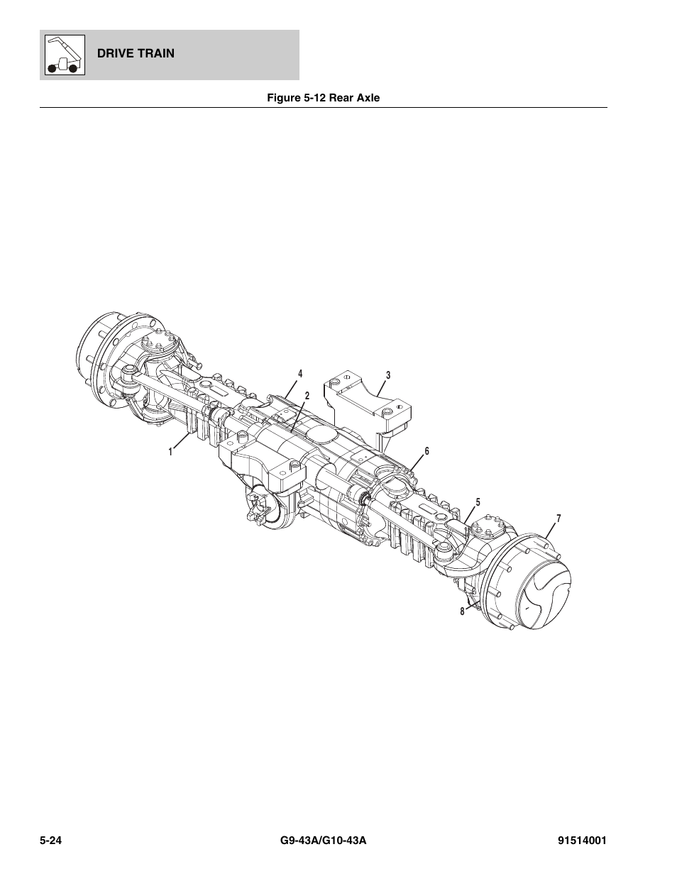 Figure 5-12 rear axle, Rear axle -24 | JLG G10-43A Parts Manual User Manual | Page 270 / 788