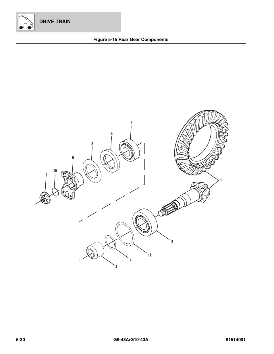 Figure 5-15 rear gear components, Rear gear components -30, T, (see figure 5-15 for details) | JLG G10-43A Parts Manual User Manual | Page 276 / 788