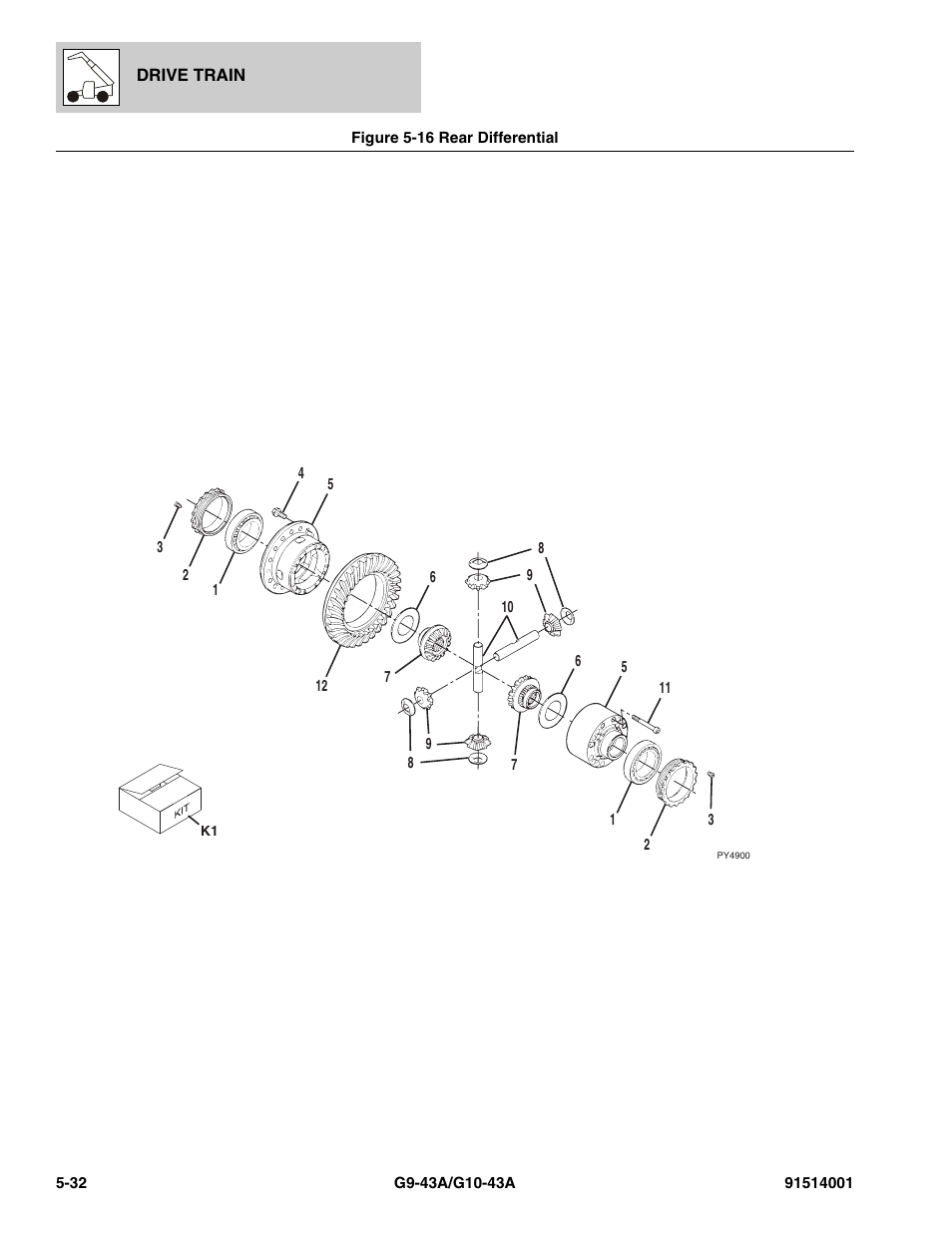 Figure 5-16 rear differential, Rear differential -32, Al, (see figure 5-16 for details) | JLG G10-43A Parts Manual User Manual | Page 278 / 788
