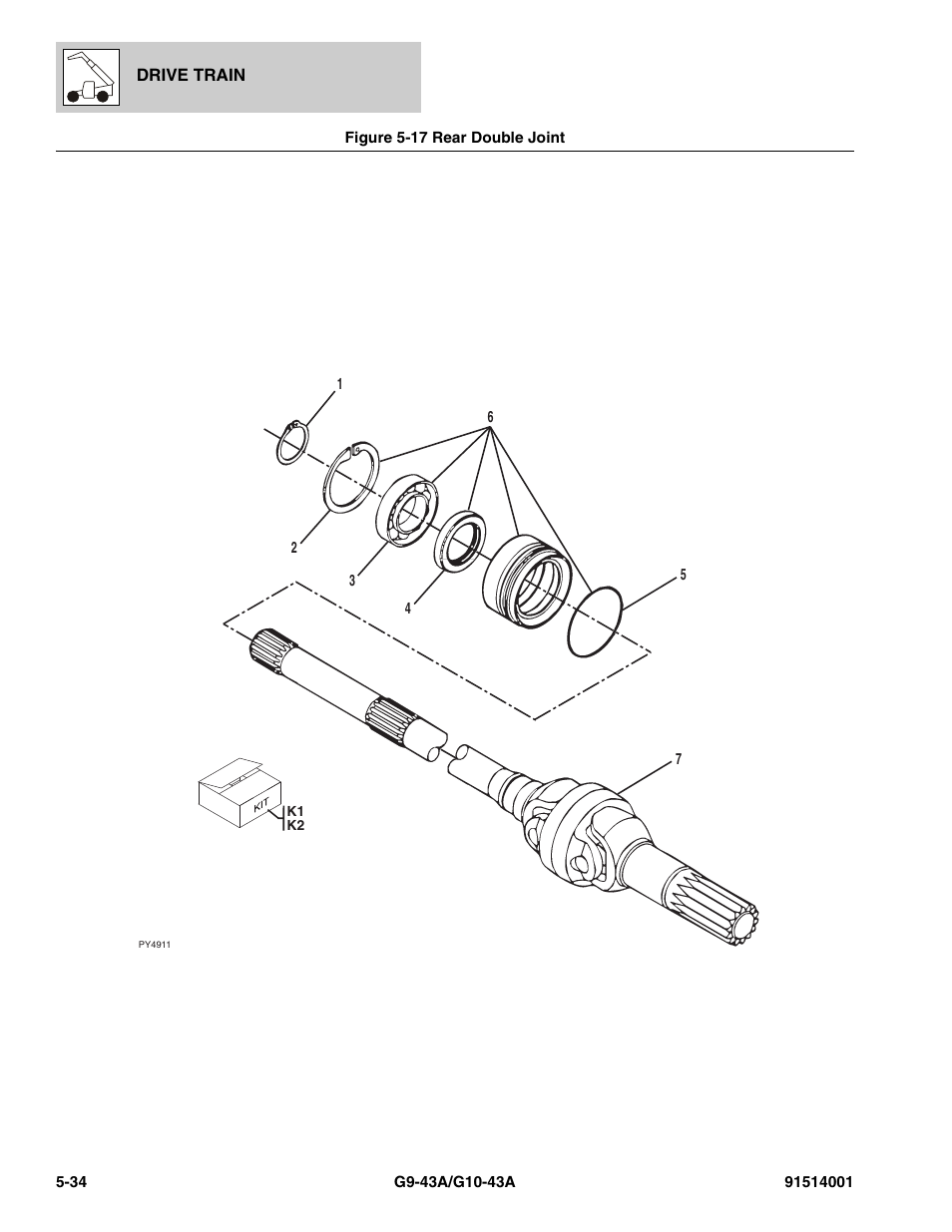 Figure 5-17 rear double joint, Rear double joint -34, Double joint, (see figure 5-17 for details) | JLG G10-43A Parts Manual User Manual | Page 280 / 788