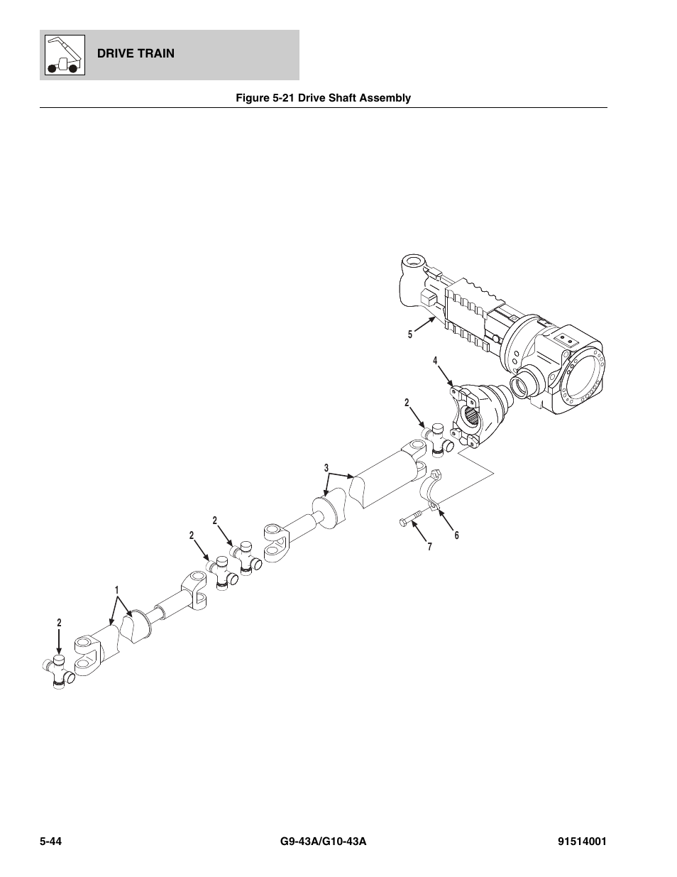 Figure 5-21 drive shaft assembly, Drive shaft assembly -44 | JLG G10-43A Parts Manual User Manual | Page 290 / 788