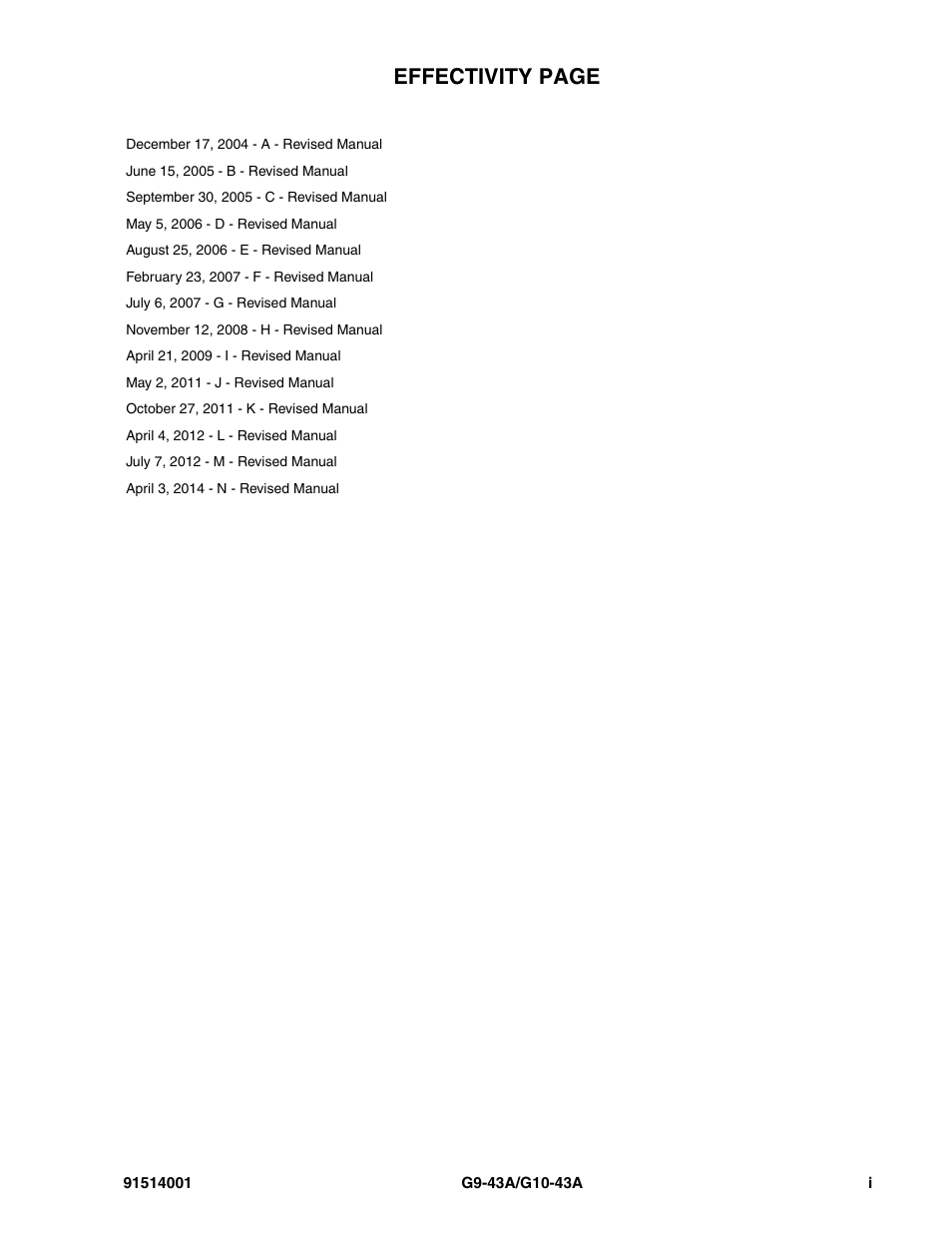 Effectivity, Effectivity page | JLG G10-43A Parts Manual User Manual | Page 3 / 788