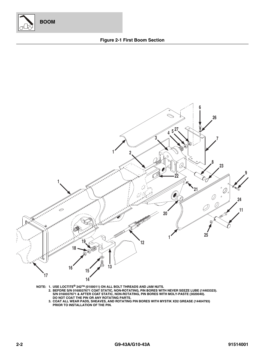 Figure 2-1 first boom section, First boom section -2 | JLG G10-43A Parts Manual User Manual | Page 30 / 788