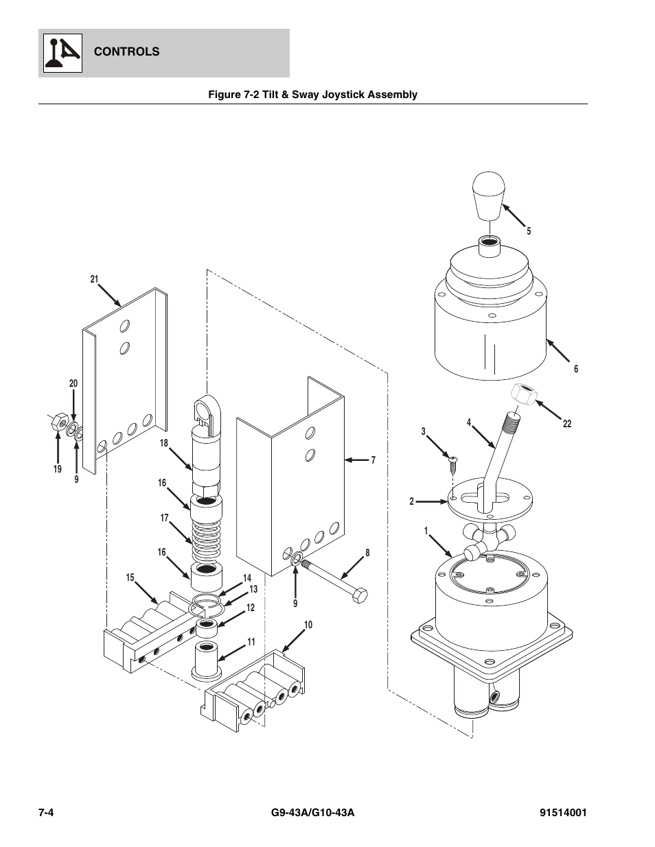 Figure 7-2 tilt & sway joystick assembly, Tilt & sway joystick assembly -4 | JLG G10-43A Parts Manual User Manual | Page 330 / 788