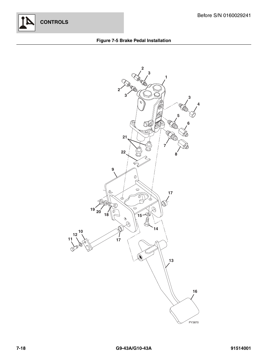 Figure 7-5 brake pedal installation, Brake pedal installation -18, Tion, (see figure 7-5 for details) | JLG G10-43A Parts Manual User Manual | Page 344 / 788