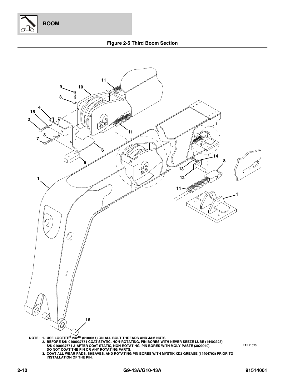 Figure 2-5 third boom section, Third boom section -10, Ion, (see figure 2-5 for details) | Boom | JLG G10-43A Parts Manual User Manual | Page 38 / 788