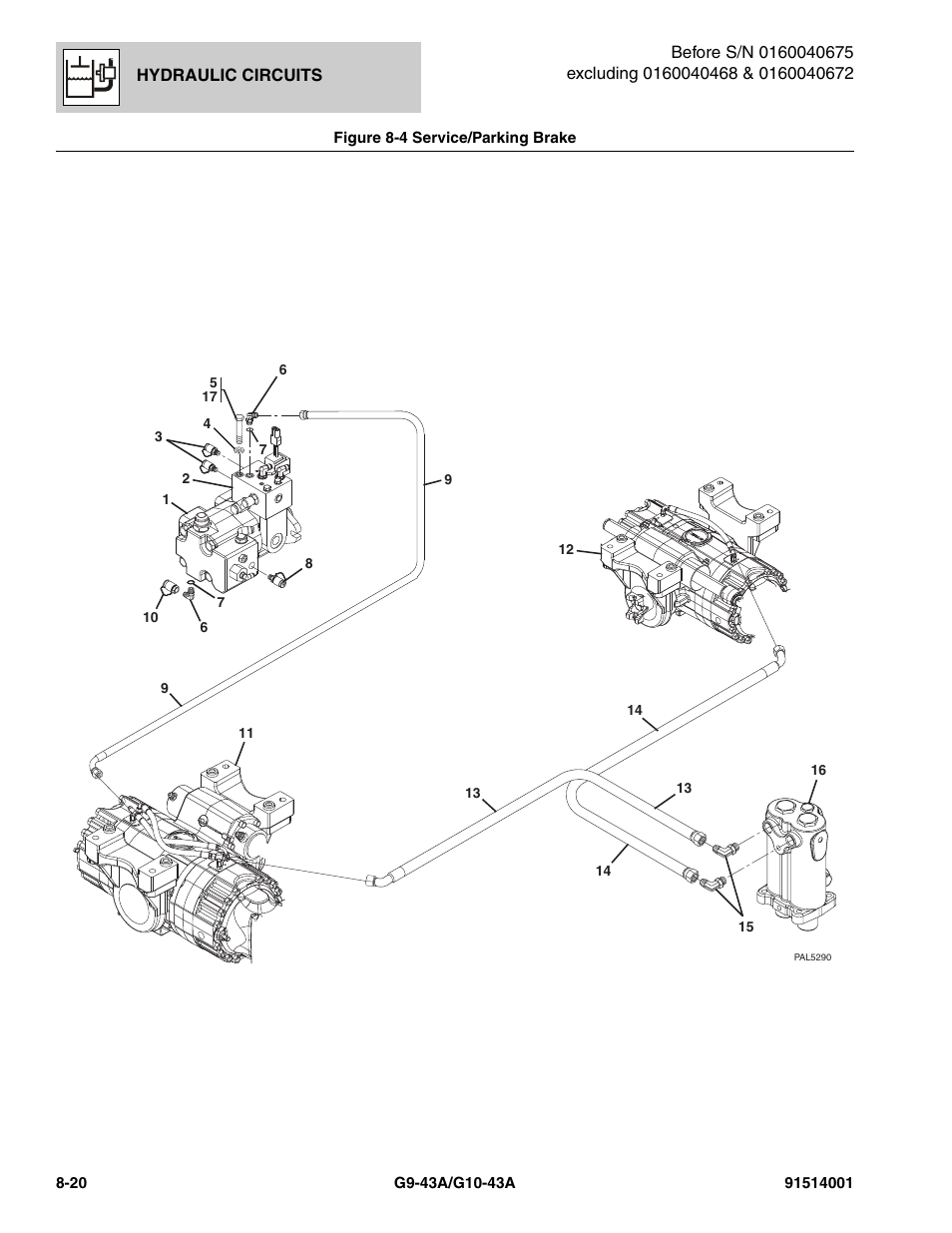 Figure 8-4 service/parking brake, Service/parking brake -20 | JLG G10-43A Parts Manual User Manual | Page 384 / 788