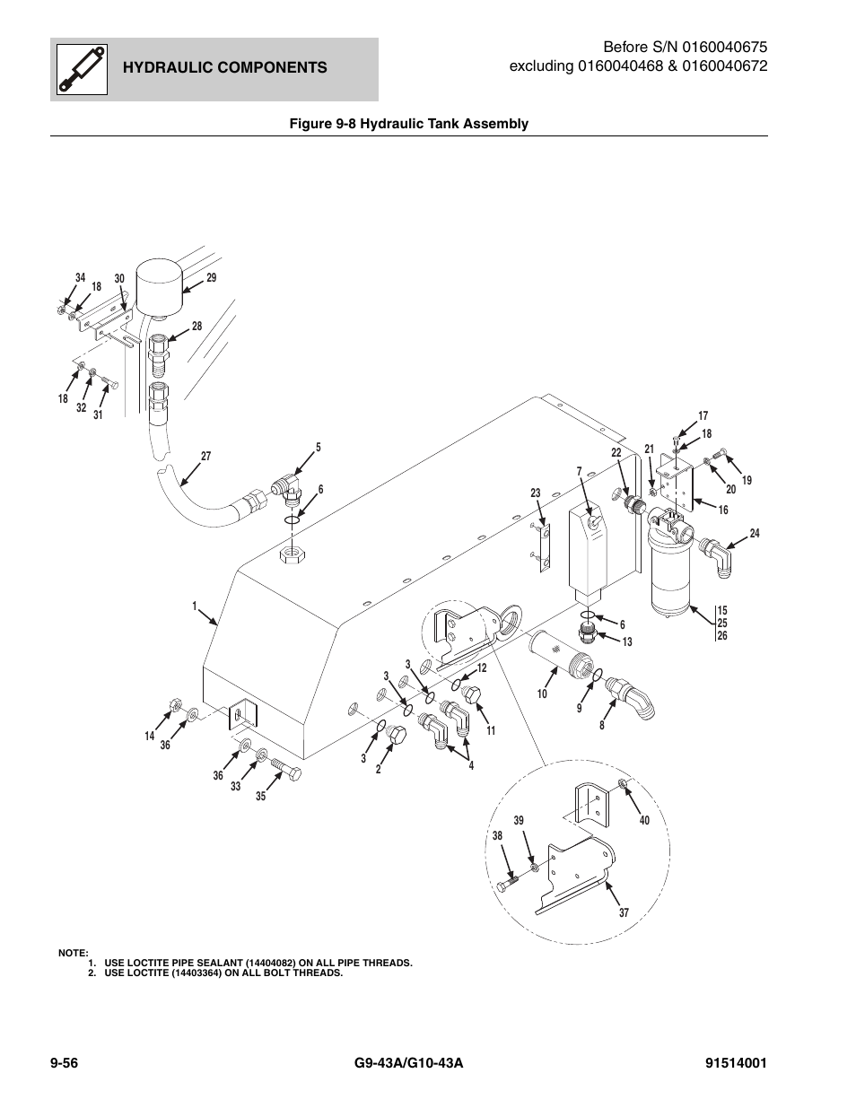 Figure 9-8 hydraulic tank assembly, Hydraulic tank assembly -56 | JLG G10-43A Parts Manual User Manual | Page 480 / 788