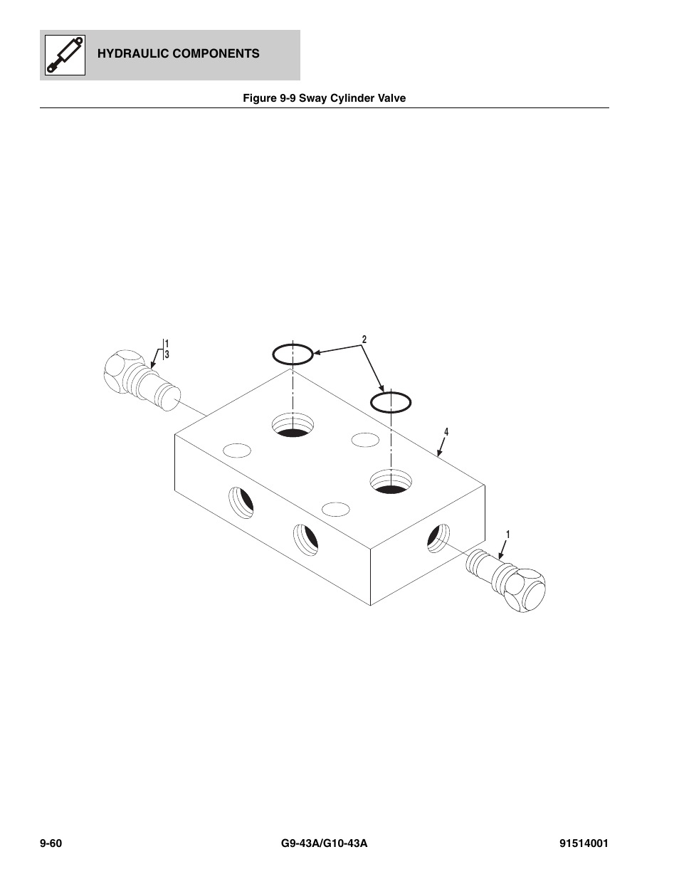 Figure 9-9 sway cylinder valve, Sway cylinder valve -60, Ve, (see figure 9-9 for details) | JLG G10-43A Parts Manual User Manual | Page 484 / 788