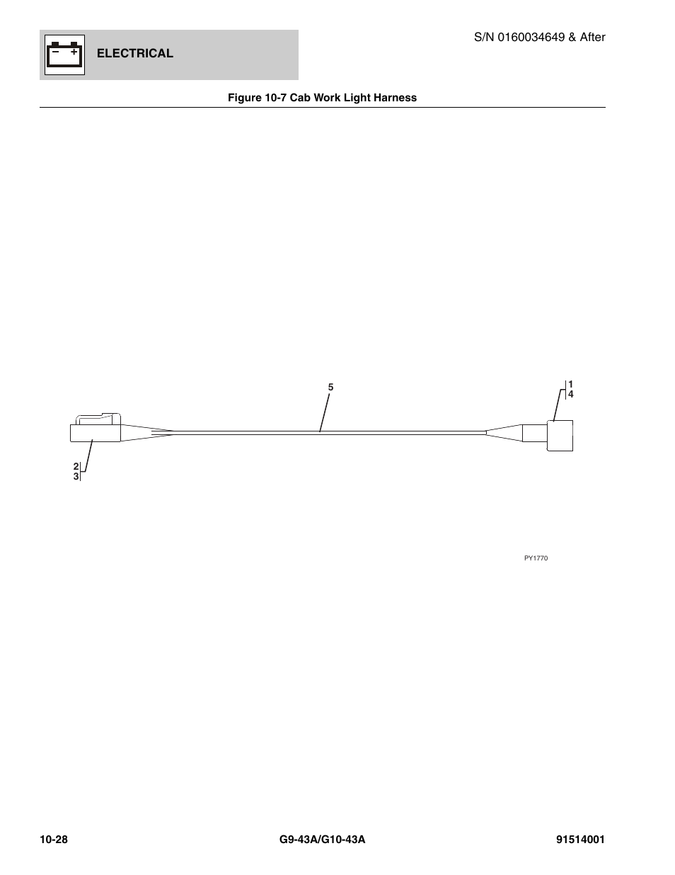 Figure 10-7 cab work light harness, Cab work light harness -28 | JLG G10-43A Parts Manual User Manual | Page 552 / 788