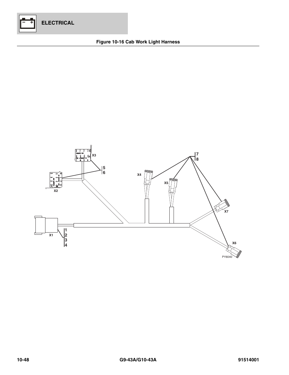 Figure 10-16 cab work light harness, Cab work light harness -48, Electrical | JLG G10-43A Parts Manual User Manual | Page 572 / 788
