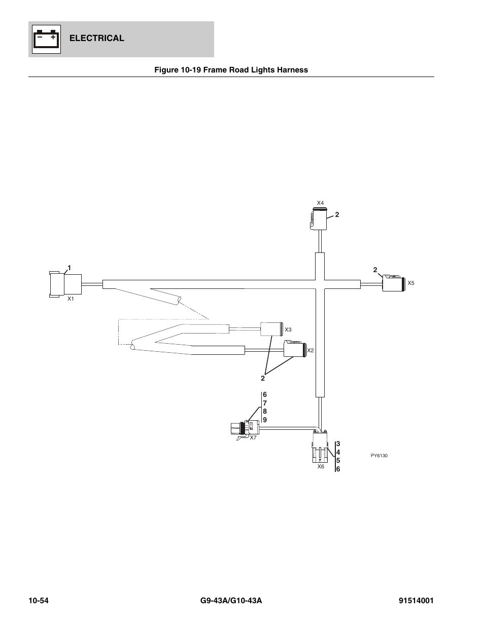 Figure 10-19 frame road lights harness, Frame road lights harness -54, Electrical | JLG G10-43A Parts Manual User Manual | Page 578 / 788
