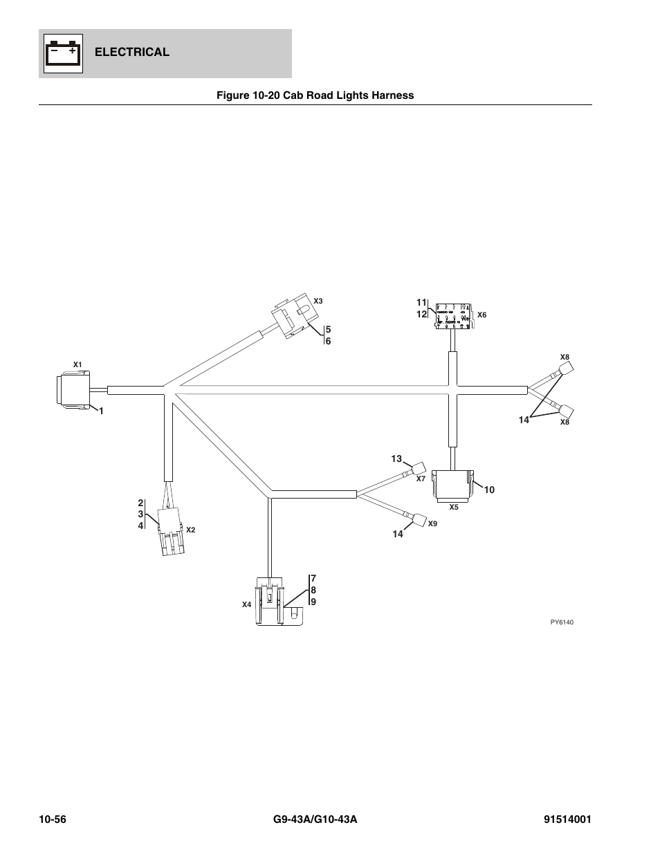 Figure 10-20 cab road lights harness, Cab road lights harness -56, Electrical | JLG G10-43A Parts Manual User Manual | Page 580 / 788
