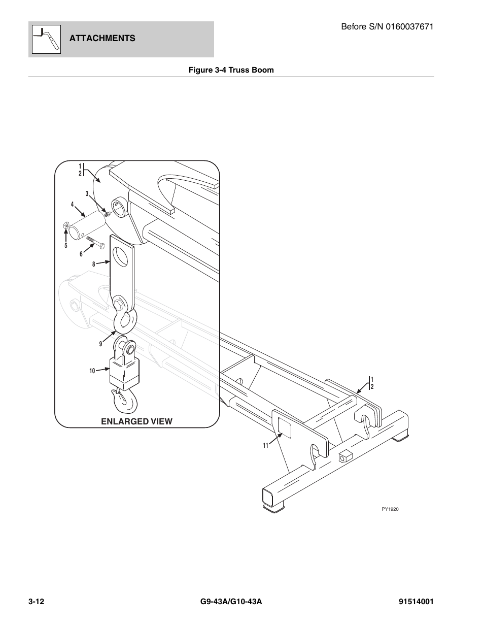 Figure 3-4 truss boom, Truss boom -12 | JLG G10-43A Parts Manual User Manual | Page 62 / 788