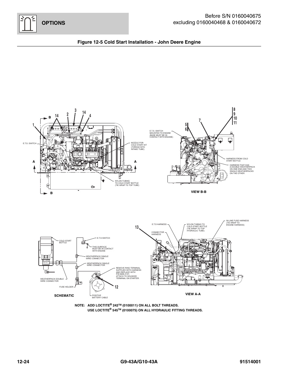Cold start installation - john deere engine -24, Options | JLG G10-43A Parts Manual User Manual | Page 638 / 788