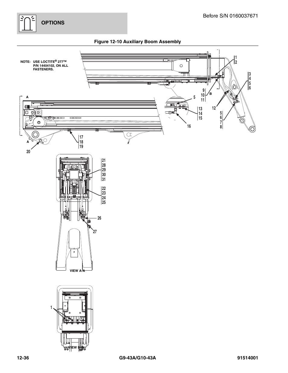 Figure 12-10 auxiliary boom assembly, Auxiliary boom assembly -36 | JLG G10-43A Parts Manual User Manual | Page 650 / 788