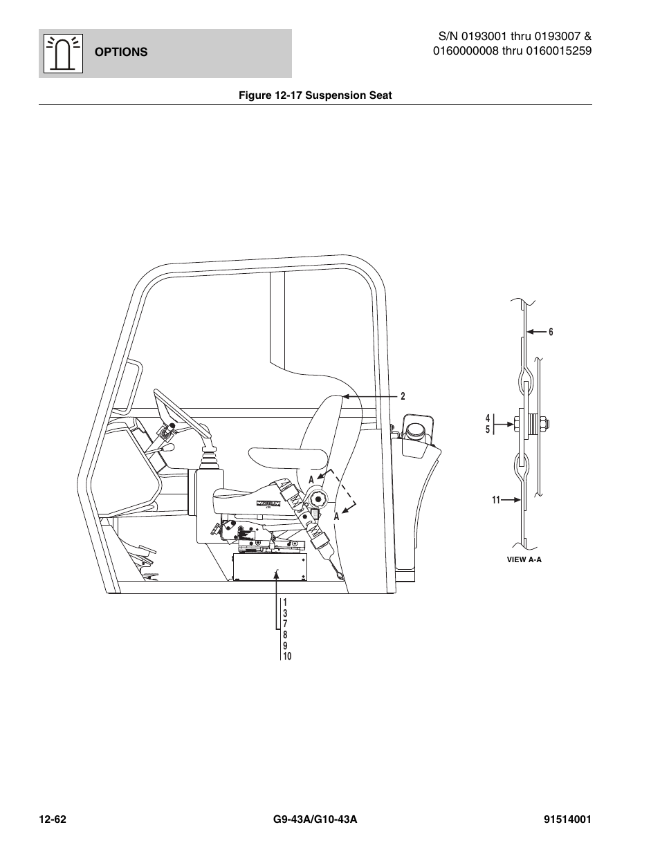 Figure 12-17 suspension seat, Suspension seat -62 | JLG G10-43A Parts Manual User Manual | Page 676 / 788