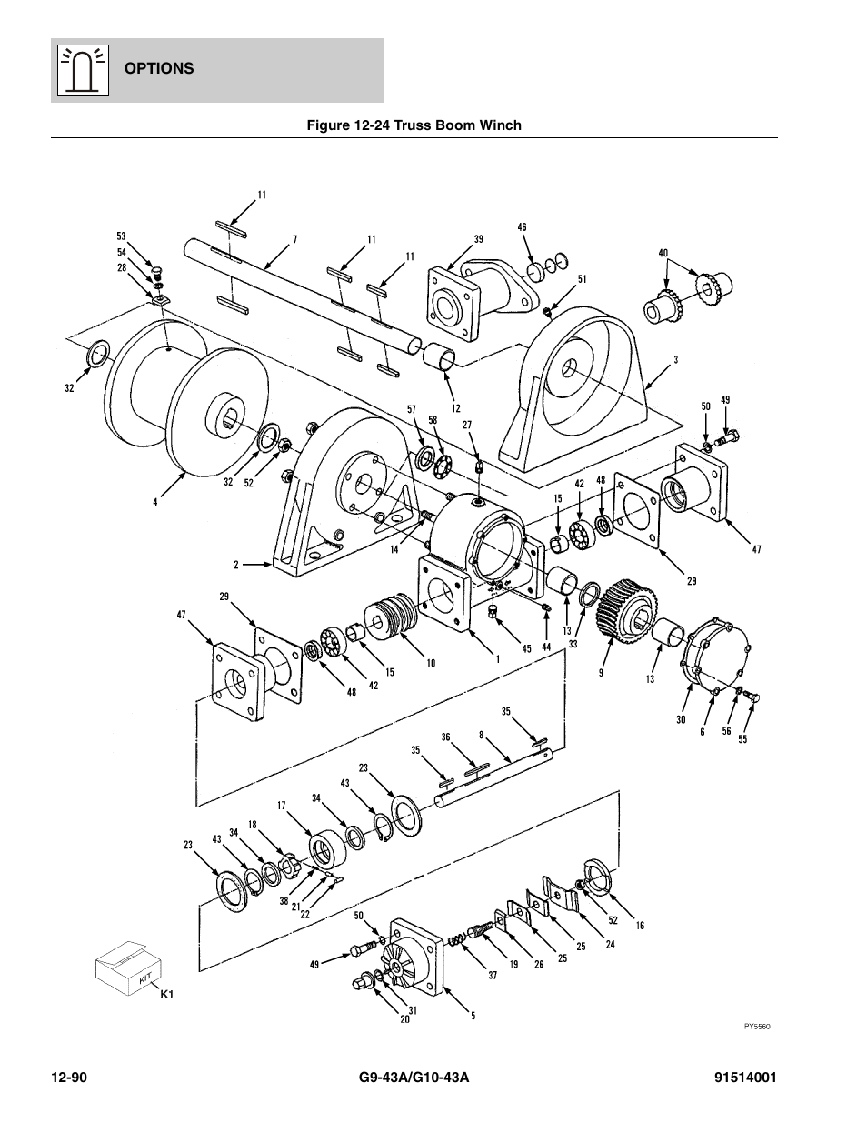 Figure 12-24 truss boom winch, Truss boom winch -90, Res 12-24 | JLG G10-43A Parts Manual User Manual | Page 704 / 788