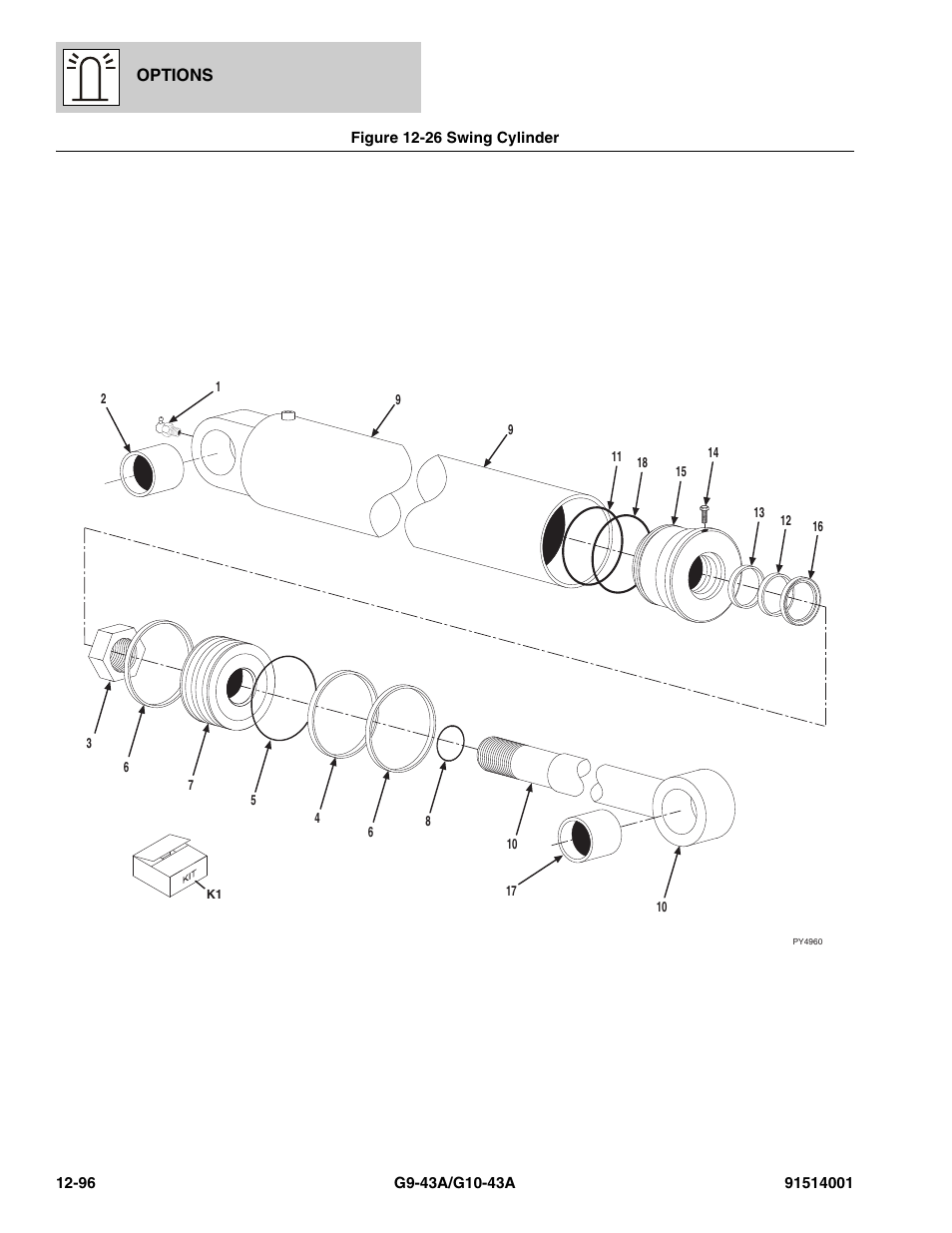 Figure 12-26 swing cylinder, Swing cylinder -96 | JLG G10-43A Parts Manual User Manual | Page 710 / 788