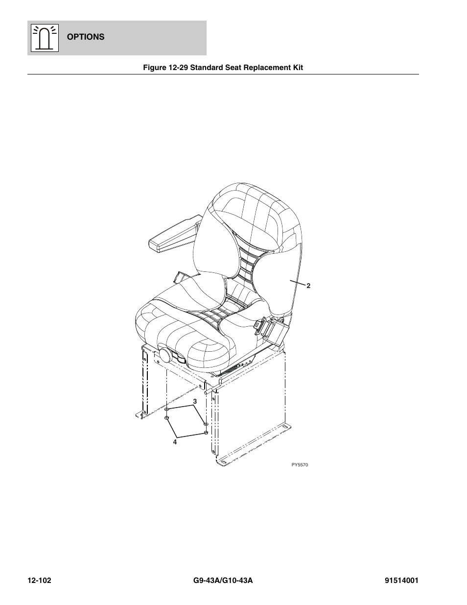 Figure 12-29 standard seat replacement kit, Standard seat replacement kit -102 | JLG G10-43A Parts Manual User Manual | Page 716 / 788
