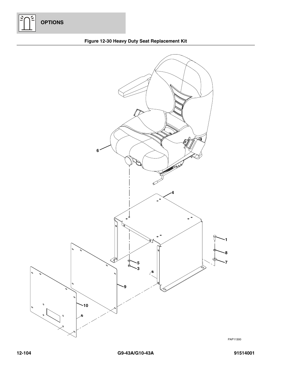 Figure 12-30 heavy duty seat replacement kit, Heavy duty seat replacement kit -104 | JLG G10-43A Parts Manual User Manual | Page 718 / 788
