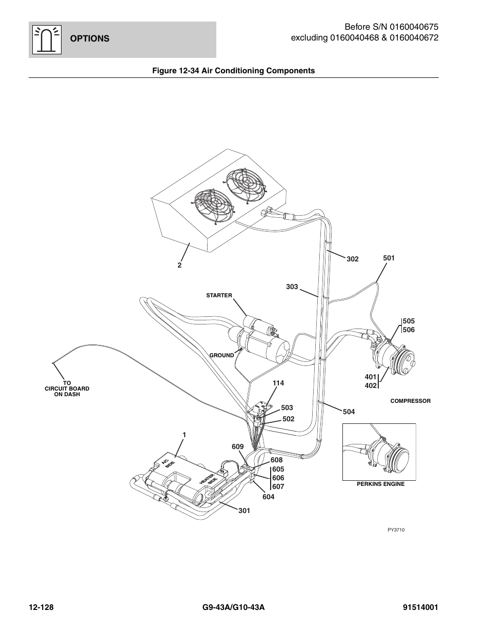 Figure 12-34 air conditioning components, Air conditioning components -128, Figure 12-34) | Ure 12-34, Ure 12-34), (to, Options | JLG G10-43A Parts Manual User Manual | Page 742 / 788