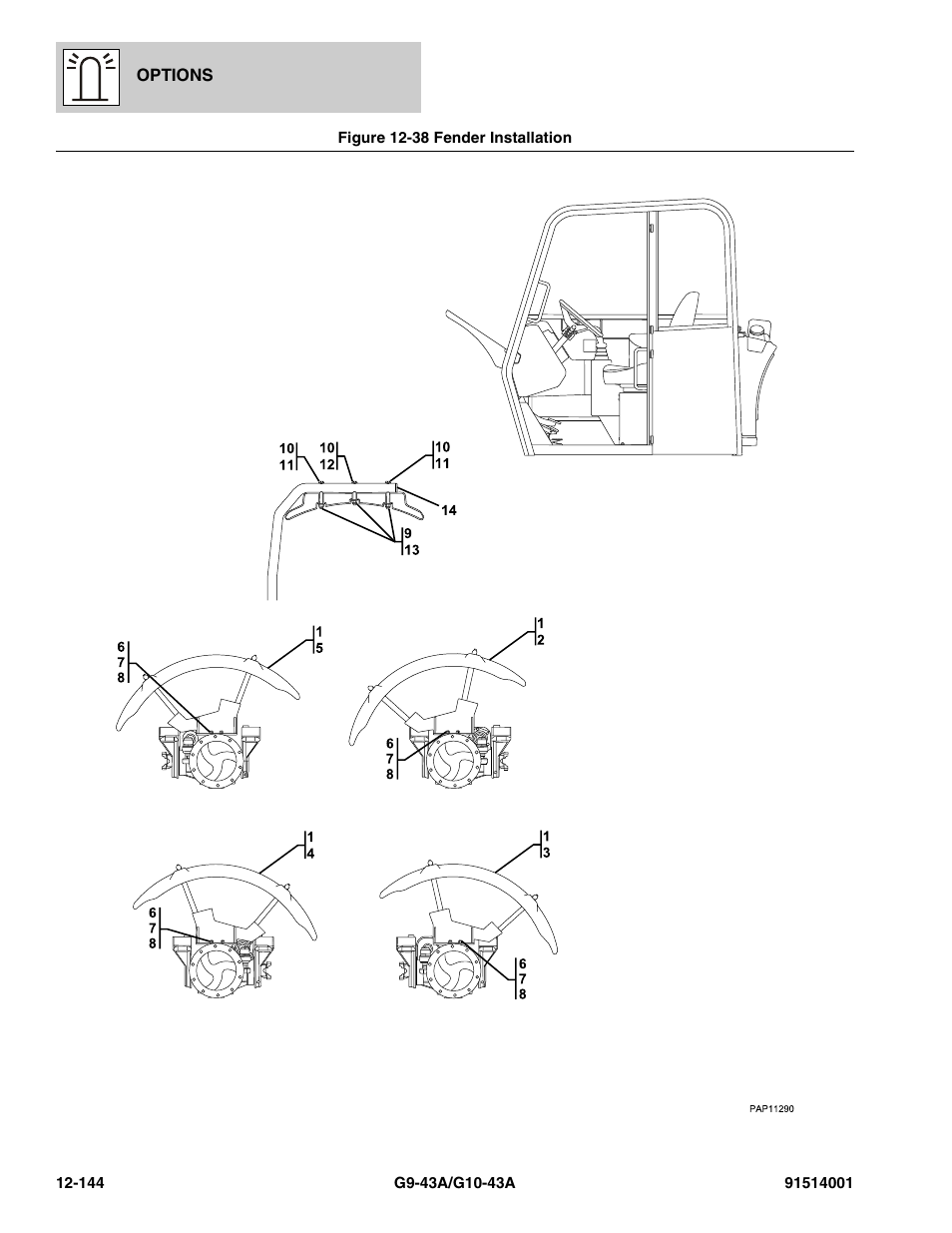 Figure 12-38 fender installation, Fender installation -144 | JLG G10-43A Parts Manual User Manual | Page 758 / 788