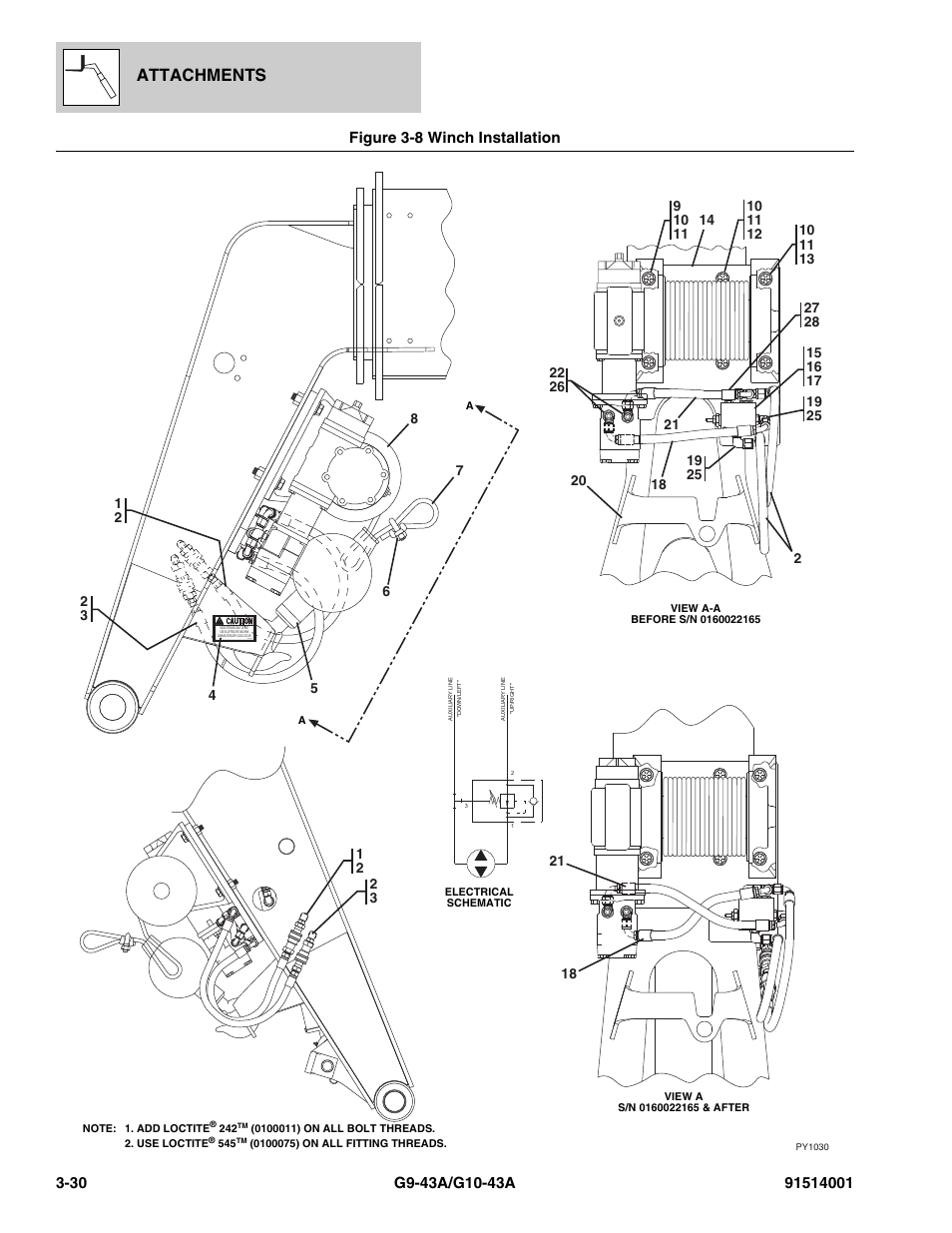 Figure 3-8 winch installation, Winch installation -30, Attachments | JLG G10-43A Parts Manual User Manual | Page 80 / 788