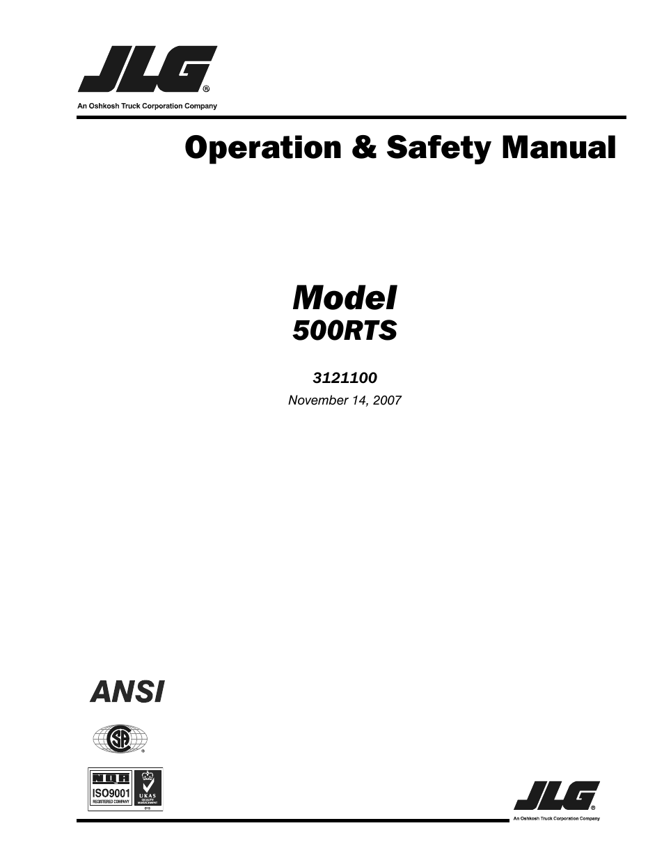 JLG 500RTS ANSI Operator Manual User Manual | 46 pages