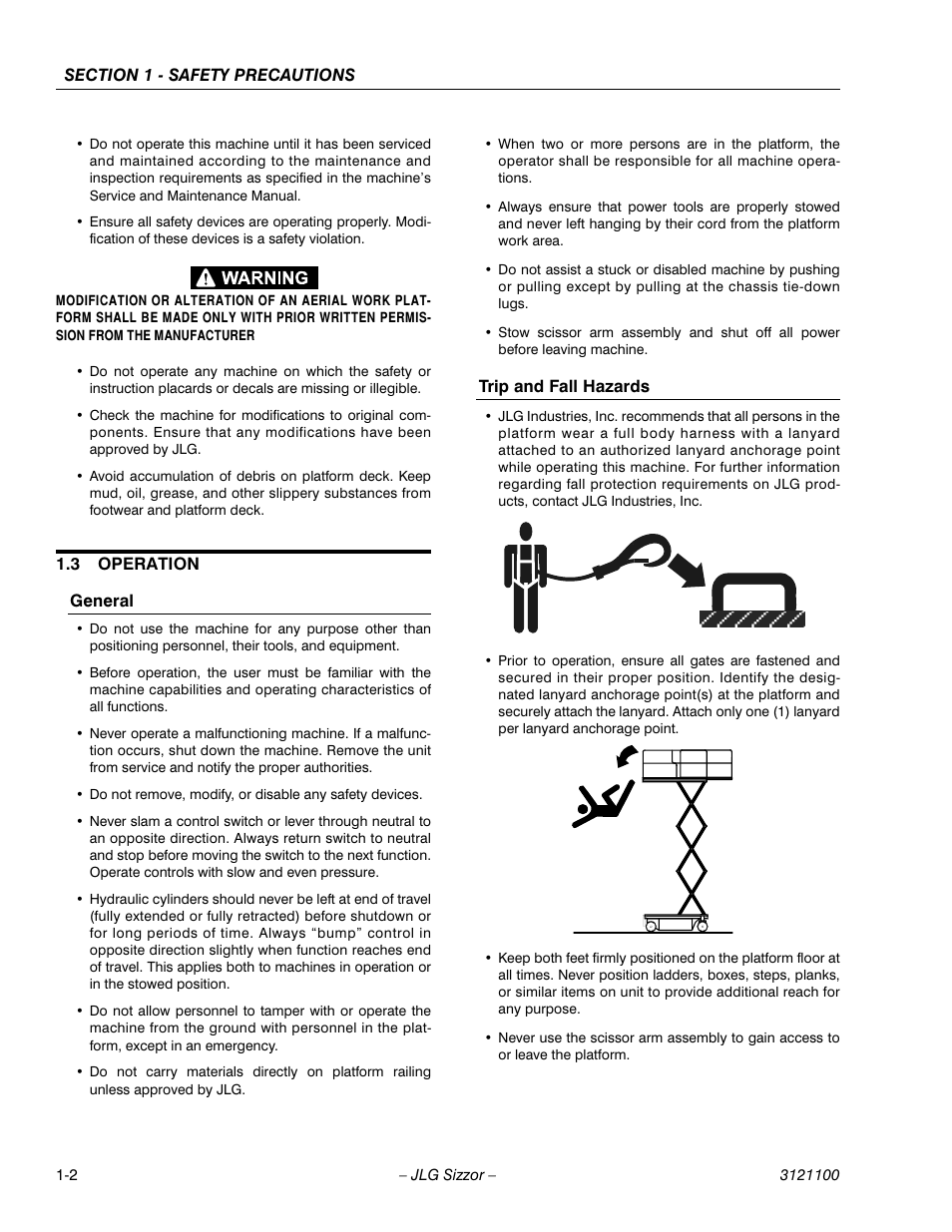 3 operation, General, Trip and fall hazards | Operation -2 | JLG 500RTS ANSI Operator Manual User Manual | Page 10 / 46