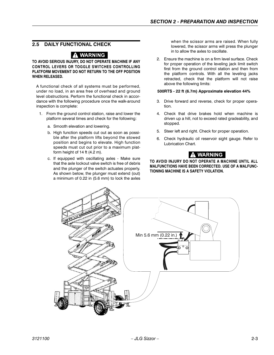 5 daily functional check, Daily functional check -3 | JLG 500RTS ANSI Operator Manual User Manual | Page 15 / 46