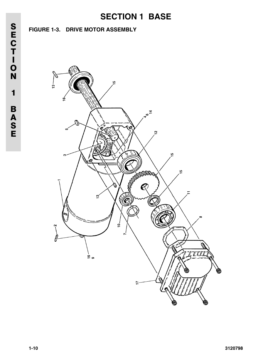 Figure 1-3. drive motor assembly, Drive motor assembly -10 | JLG 15VPSP (3120798) Parts Manual User Manual | Page 16 / 98