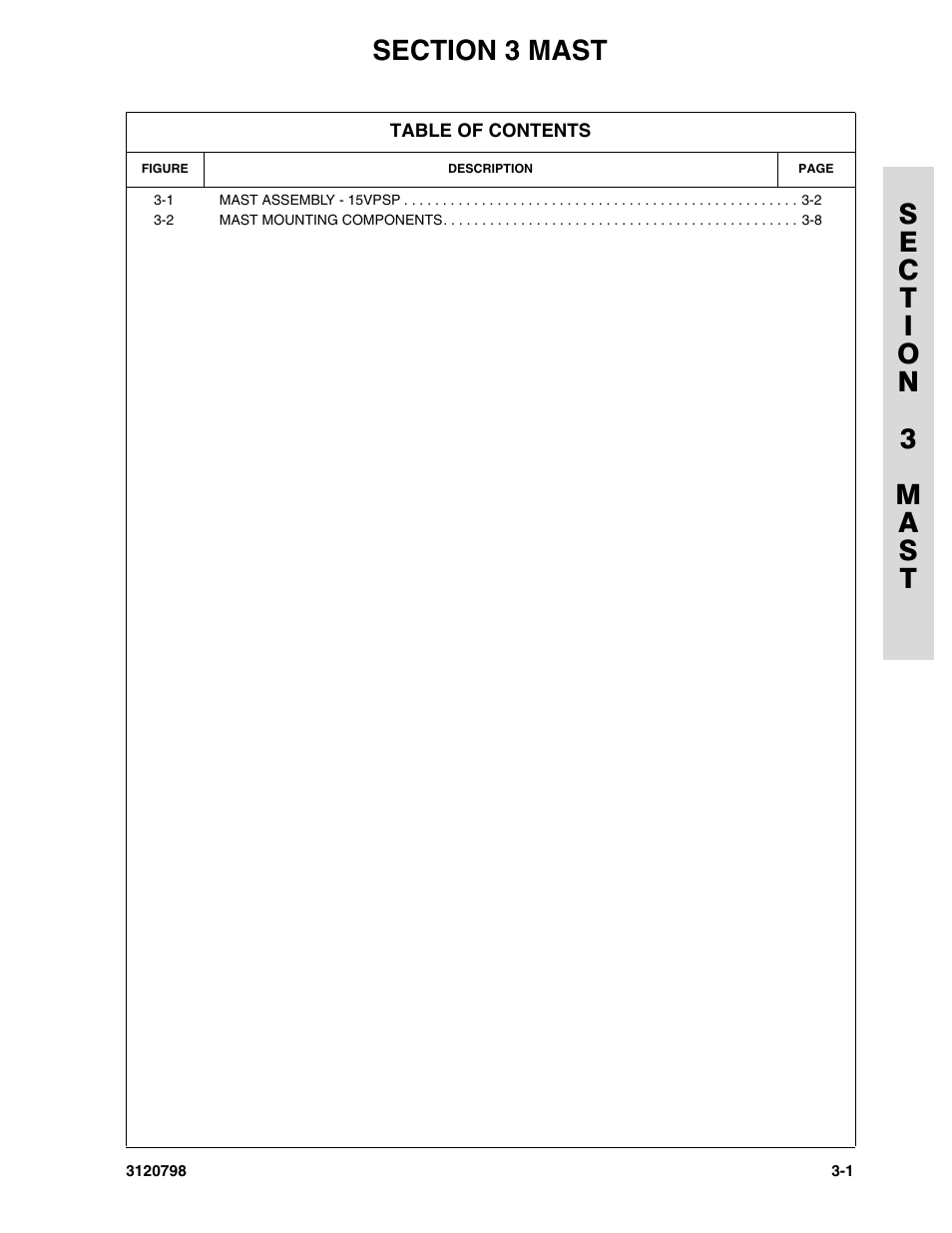 Section 3 mast, Section 3 - mast -1 | JLG 15VPSP (3120798) Parts Manual User Manual | Page 37 / 98
